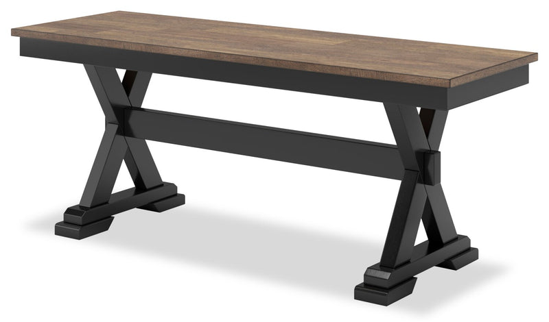 Ensemble de salle à manger Raven 6 pièces avec table à rallonge, 60 po à 78 po (L), banc et 4 chaises - deux teintes, noir et brun