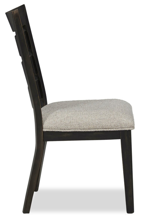 Chaise de salle à manger Logan en tissu de polyester avec dossier en échelle - noire
