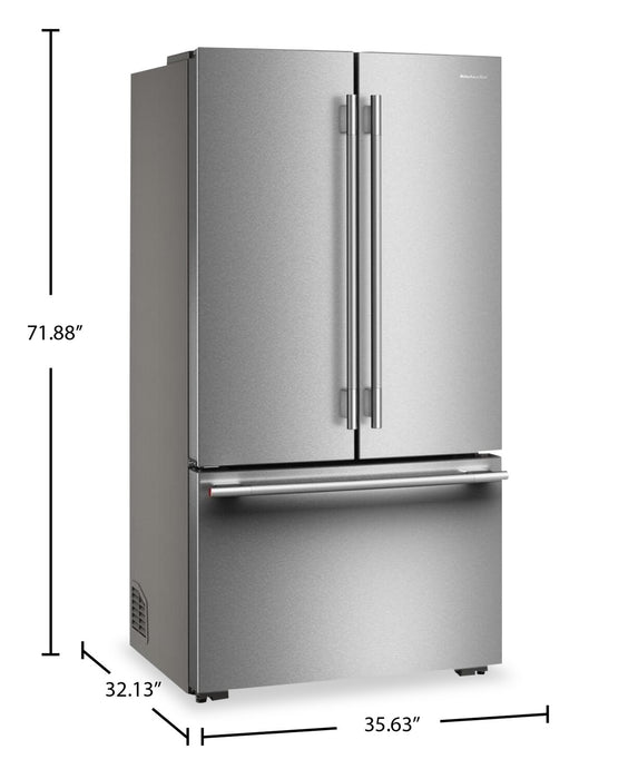 Réfrigérateur KitchenAid de profondeur comptoir à portes françaises avec distributeur d’eau interne - acier inoxydable - KRFC336SPS