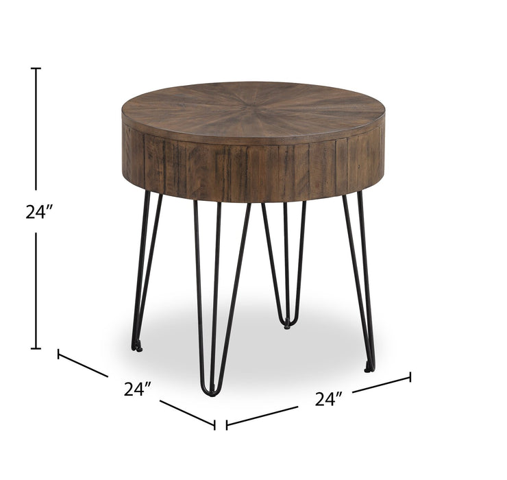 Table de bout ronde rustique Sol de Kort & Co. de 24 po en pin massif - brune