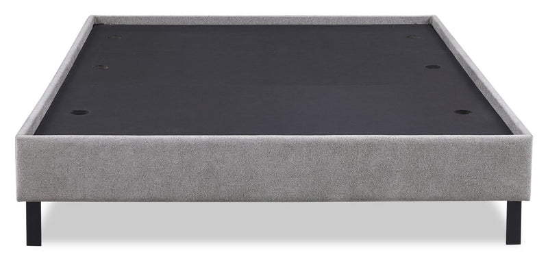 Lit plateforme rembourré Amos gris avec tête de lit capitonnée - format grand lit