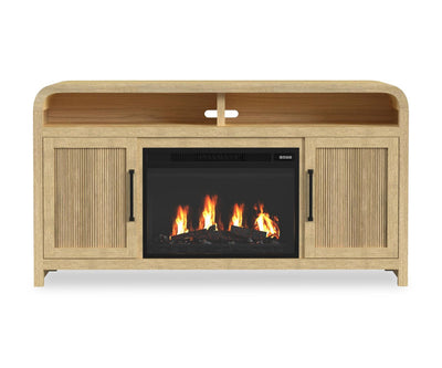 Scott Living Lenore 60" Electric Fireplace TV Stand with Storage - Natural | Meuble pour téléviseur Scott Living Lenore de 60 po avec foyer électrique et rangement - naturel | LENNTFIR