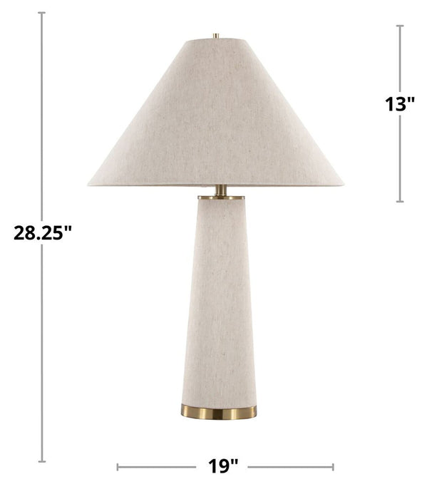 Lampe de table contemporaine Rachel de 19 po avec abat-jour en lin - laiton