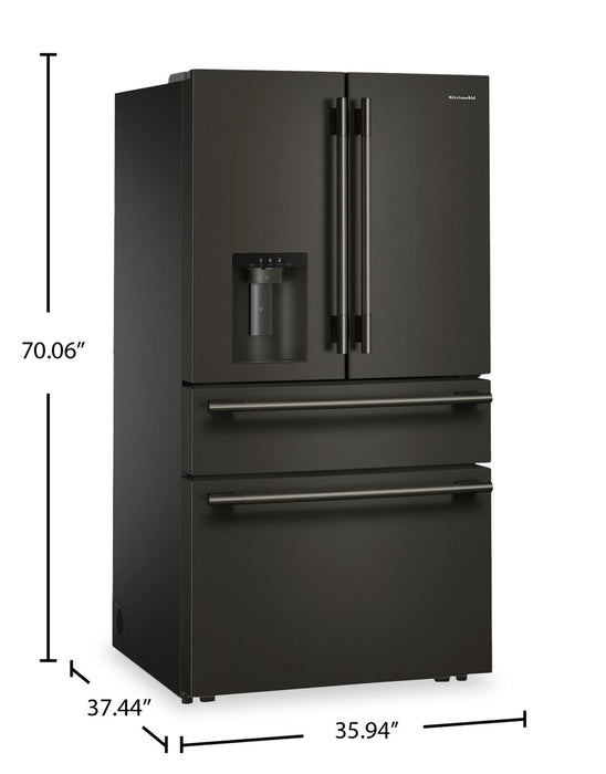 Réfrigérateur KitchenAid de 29 pi3 à portes françaises - minerai noir - KRMF436SBE