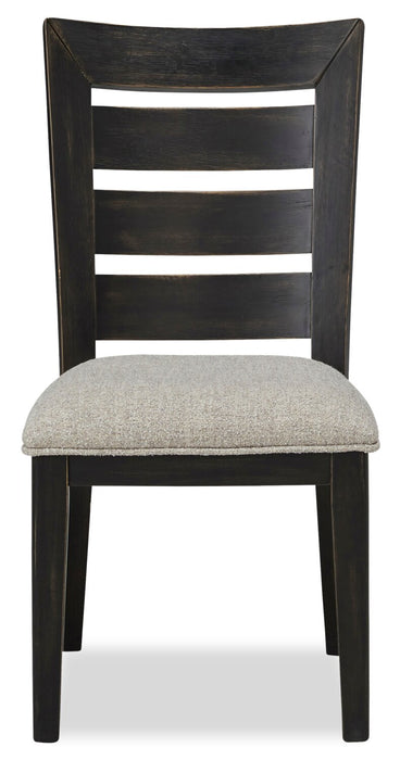 Chaise de salle à manger Logan en tissu de polyester avec dossier en échelle - noire