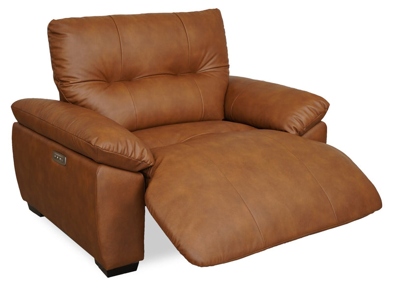 Fauteuil à inclinaison électrique Bello de 51,6 po en tissu d’apparence cuir - brun