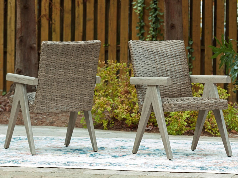 Ensemble Muskoka 7 pièces pour la terrasse à l’extérieur avec table de coin-repas et 6 chaises - osier en résine, aluminium - beige