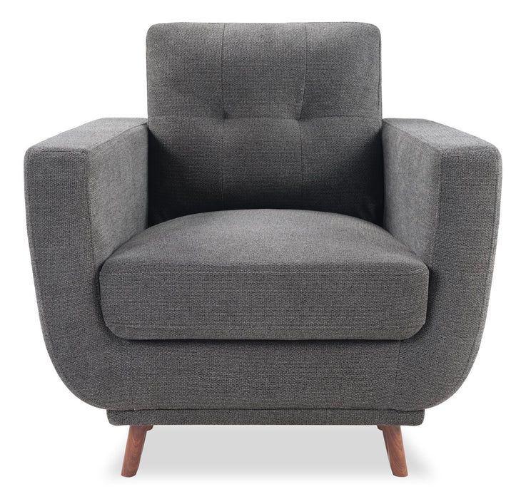 Fauteuil Cosmo de 34 po en tissu avec coussin de dossier capitonné - anthracite