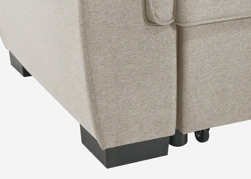 Sofa-lit sectionnel réversible Eden 2 pièces en tissu avec fauteuil long de rangement et coussins de dossier amovibles - taupe
