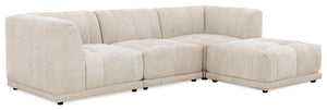 Sofa sectionnel modulaire Oaklyn 4 pièces en tissu avec pouf et coussins de siège capitonnés - beige