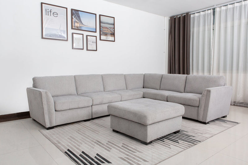 Sofa sectionnel Vault 5 pièces avec causeuse-lit et fauteuils de rangement - gris