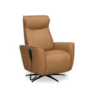 Fauteuil de massage à inclinaison électrique Serene de 31 po en cuir véritable avec appuie-tête électrique et siège chauffant - tan