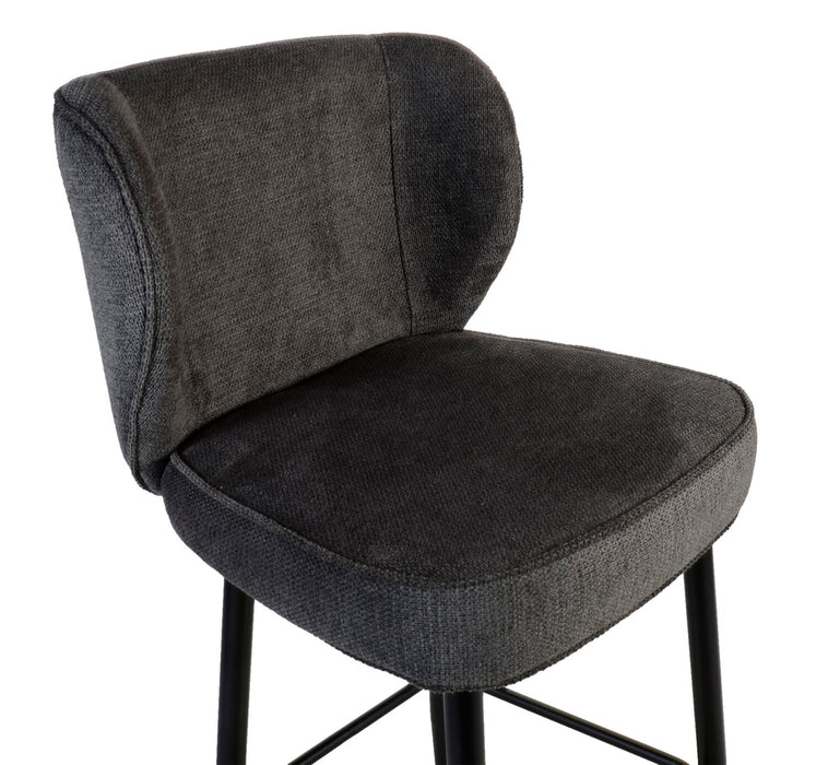Tabouret Sara de hauteur comptoir de 26 po (H) en tissu d’apparence velours et en métal - gris