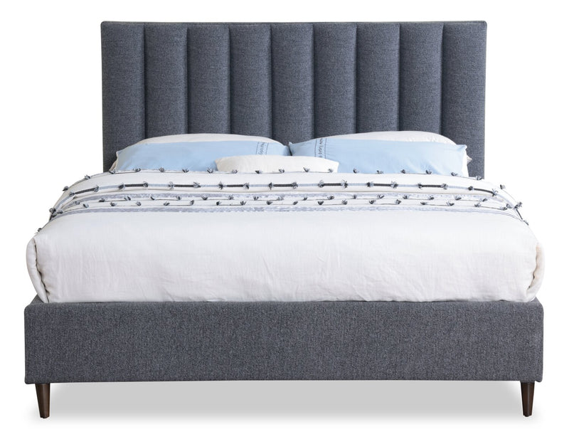 Lit plateforme rembourré Rain de Kort & Co. en tissu anthracite capitonné - format grand lit