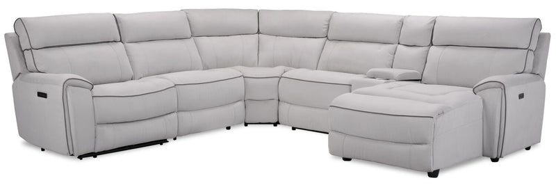 Sofa sectionnel de droite à inclinaison électrique Newport de Cindy Crawford Home 6 pièces en suédine - gris
