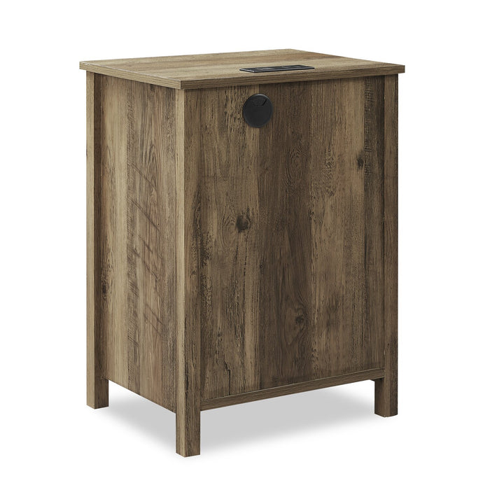 Table de nuit Theo de 18 po (l) x 25,75 po (H) à 1 tiroir avec armoire de rangement - brune