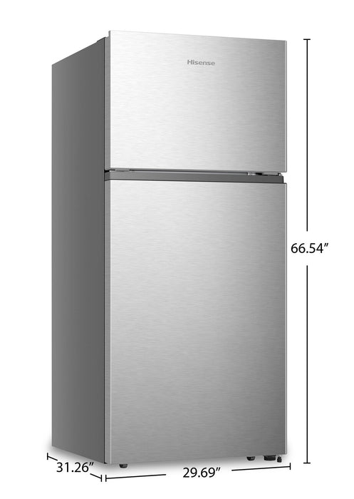 Réfrigérateur Hisense de 18 pi³ et de 30 po à congélateur supérieur - acier inoxydable - RT18A2FID