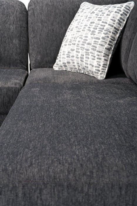 Sofa sectionnel en U de gauche Morgan 2 pièces fabriqué au Canada en tissu de chenille avec coussins décoratifs - gris
