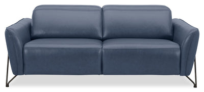 Riviera Top-Grain Genuine Leather Power Reclining Sofa - Blue | Sofa à inclinaison électrique Riviera en cuir véritable de qualité supérieure - bleu
