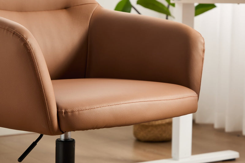 Chaise de bureau pivotante Stevie de 23 po d’apparence cuir à hauteur réglable - brun foncé