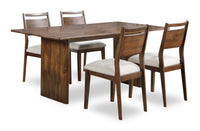  Ensemble de salle à manger Vale 5 pièces en bois avec table de 72 po (l) et 4 chaises - brun et beige
