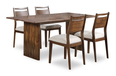 Vale 5pc Dining Set with Table & 4 Chairs, Wood, 72"W - Brown & Beige | Ensemble de salle à manger Vale 5 pièces en bois avec table de 72 po (l) et 4 chaises - brun et beige