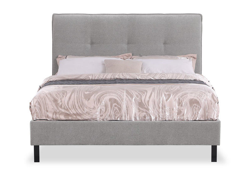 Tête de lit rembourrée Amos en tissu gris capitonné - format très grand lit