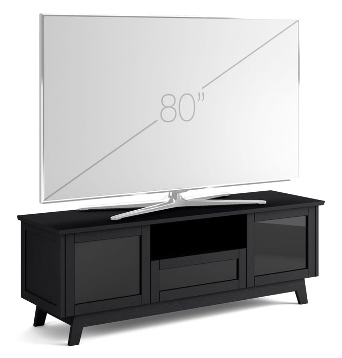 Meuble pour téléviseur Heston de 72 po de qualité supérieure avec rangement - chêne noir