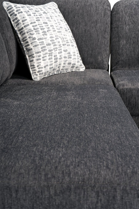 Sofa-lit sectionnel de gauche Morgan 2 pièces fabriqué au Canada en tissu de chenille avec coussins décoratifs - gris
