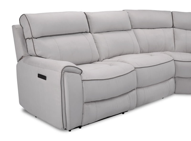 Sofa sectionnel de droite à inclinaison électrique Newport de Cindy Crawford Home 6 pièces en suédine - gris