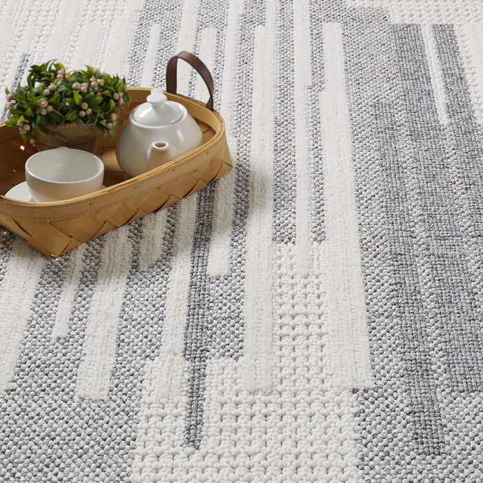 Carpette Rhodes grise à motif à carreaux - 6 pi 7 po x 9 pi 6 po
