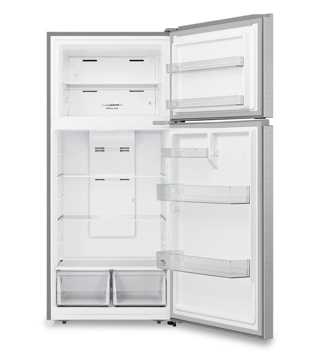 Réfrigérateur Hisense de 18 pi³ et de 30 po à congélateur supérieur - acier inoxydable - RT18A2FID