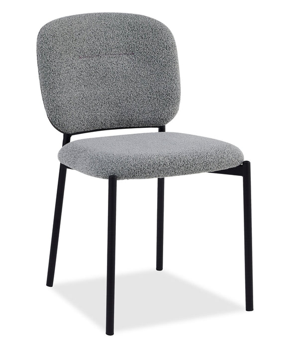 Chaise de salle à manger Luka en tissu bouclé et en métal - grise
