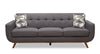 Sofa Freeman Kort & Co. de 88 po en tissu d’apparence lin avec pattes en bois et coussins de dossier capitonnés - gris anthracite