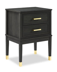  Table de nuit Alia de 18 po (l) x 25,75 po (H) à 2 tiroirs avec touche dorée - noire