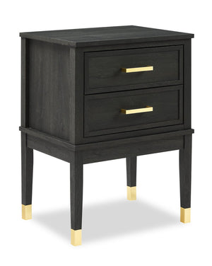 Table de nuit Alia de 18 po (l) x 25,75 po (H) à 2 tiroirs avec touche dorée - noire