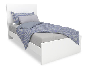 Lit à panneaux Riley avec tête de lit et cadre de lit pour enfants, fabriqué au Canada, blanc - format lit simple