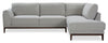 Sofa sectionnel de droite Horizon 2 pièces en tissu avec base et pattes en bois - gris