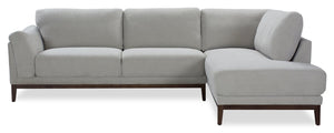 Sofa sectionnel de droite Horizon 2 pièces en tissu avec base et pattes en bois - gris