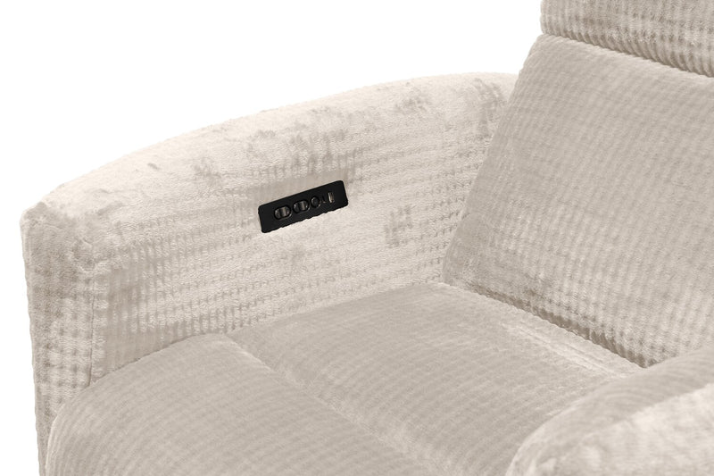 Fauteuil pivotant coulissant à inclinaison électrique Remi de 38 po en tissu avec ports USB - taupe