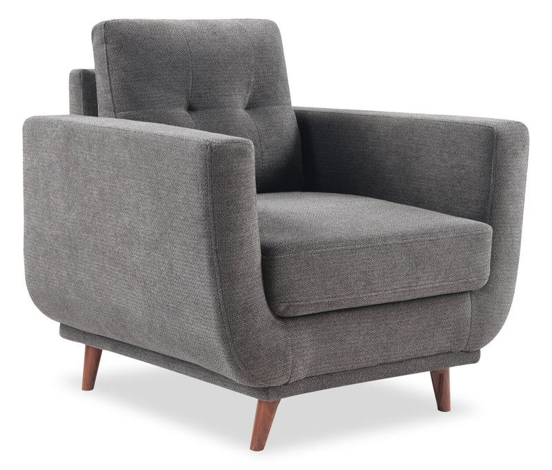 Fauteuil Cosmo de 34 po en tissu avec coussin de dossier capitonné - anthracite