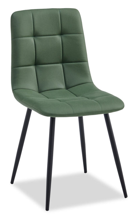 Ensemble de salle à manger Arlo 7 pièces en pierre frittée et métal avec table de 55 po (L) et 6 chaises vertes - vert, gris et noir