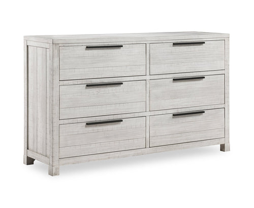  Commode de chambre à coucher Haven de 65 po (L) x 39 po (H) à 6 tiroirs - blanche