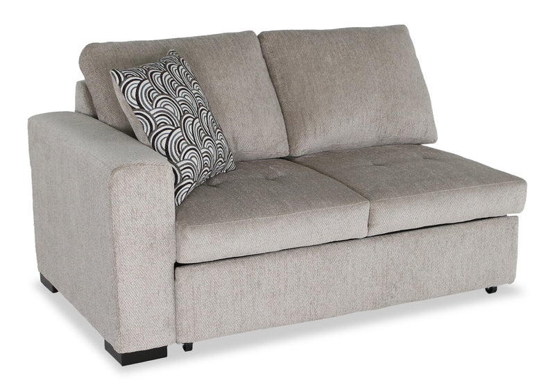 Sofa-lit sectionnel enveloppant de droite Legend 2 pièces fabriqué au Canada en tissu de chenille - beige platine