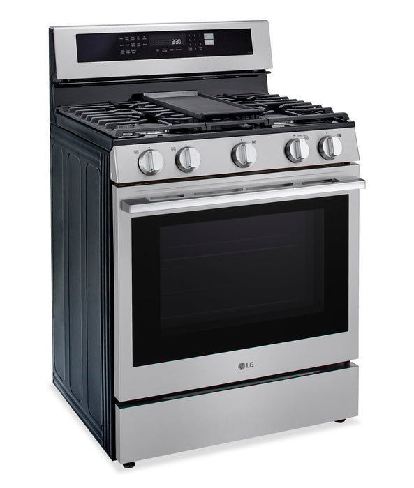 Cuisinière intelligente à gaz LG de 6,3 pi3 avec friture à air - acier inoxydable résistant aux traces de doigts - LRGN6325X