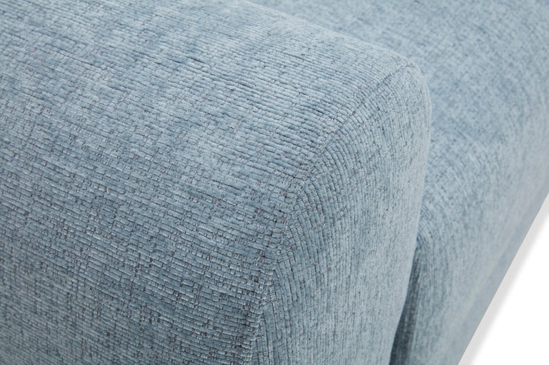 Sofa sectionnel Alora 5 pièces en tissu avec 3 coussins décoratifs et accoudoirs enroulés - bleu