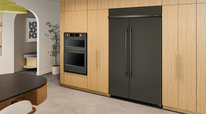 Réfrigérateur encastré KitchenAid de 29,4 pi3 et de 48 po à compartiments juxtaposés - minerai noir - KBSN748SBE