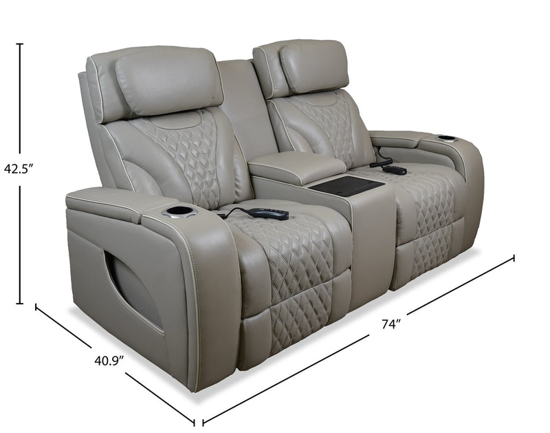 Causeuse de massage à inclinaison électrique Elite de 74 po en cuir véritable avec son immersif et appuie-têtes électriques - mastic