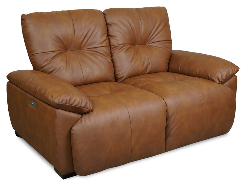 Causeuse à inclinaison électrique Bello de 67 po en tissu d’apparence cuir - brune