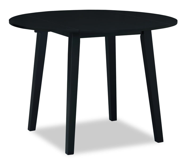 Ensemble de salle à manger Bryn 3 pièces avec table ronde de 42 po à abattant et 2 chaises en tissu  - noire